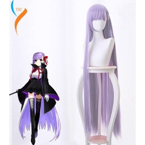 FATE FGO Matou Sakura Long Purple Wig With Two Clip On Ponytails Euryale Stheno Straight Thick Anime Cosplay Wigs Costume Party