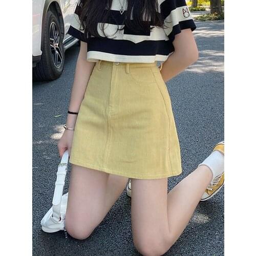 Denim Skirt Female Summer New High-waisted Thin A-line Skirt Spring and Autumn Short Skirt