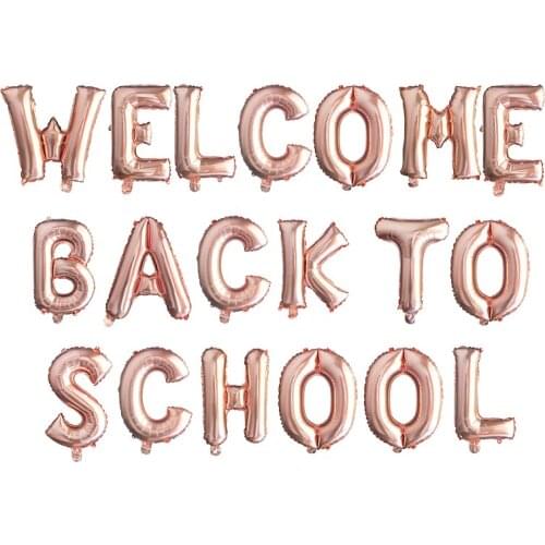 1set 16inch Rose Gold Welcome home Letter Foil Balloons Welcome Back to school Event Party supplies Inflatable Air globals Decor