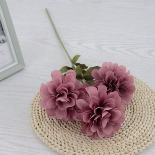 3 heads artificial silk dahlia flowers wedding party home decoration flower small chrysanthemum
