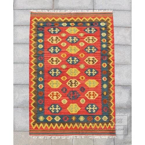 KELIM three-dimensional handmade wool weave double-sided carpet living room coffee table bedroom American village 34gc149yg4
