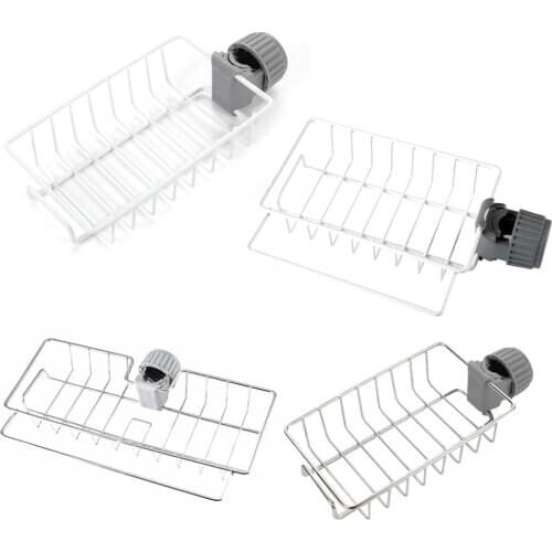 Kitchen Faucet Rack Iron Stainless Steel Drain Debris Storage Rack Creative Kitchen Finishing Adjustable Rack