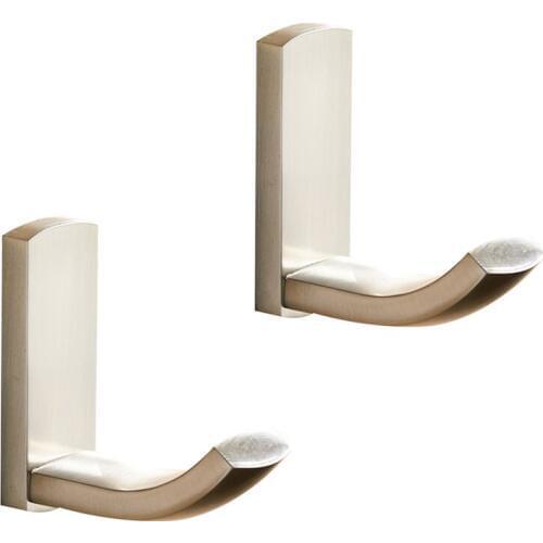 Leyden Brass Square Brushed Finish Towel Hook Set Of 2 Packs,Robe Coat Hanger Wall Mounted Heavy Duty Small Size