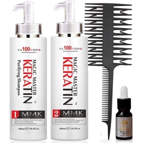 300ml Magic Master Keratin Treatment Without Formalin Straighten Frizzy Hair+300ml Purifying Shampoo+Argan Oil Free Shipping
