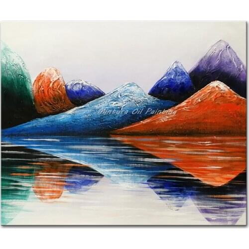 Mintura Wall Picture for Living Room Oil Painting on Canva Hand Painted Lots of Mountains and Lakes Home Decor Wall Art No Frame