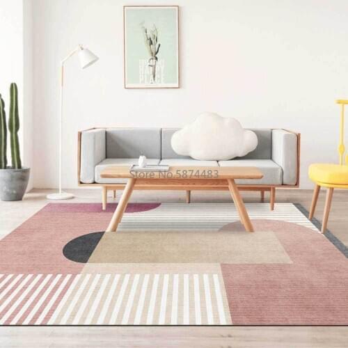 Fashion Modern Nordic Minimalist Ins Geometric Pink Girl Living Room Bedroom Bedside Carpet Floor Mat