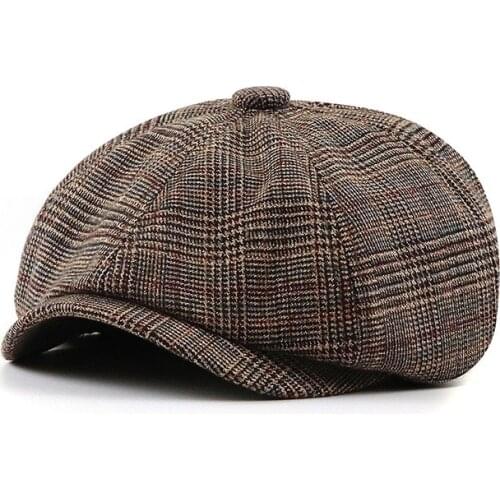 JAMONT Peaky Blinders Men Berets Hat Autumn New Vintage Herringbone Octagon Cap WomenS Casual Pumpkin Hat Gatsby Flat Beret