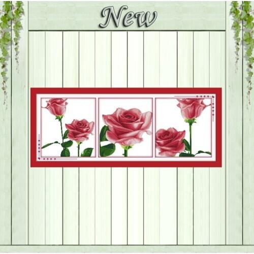 Pink memory rose home decor paintings counted print on canvas DMC 11CT 14CT Chinese Cross Stitch kits embroidery needlework Sets