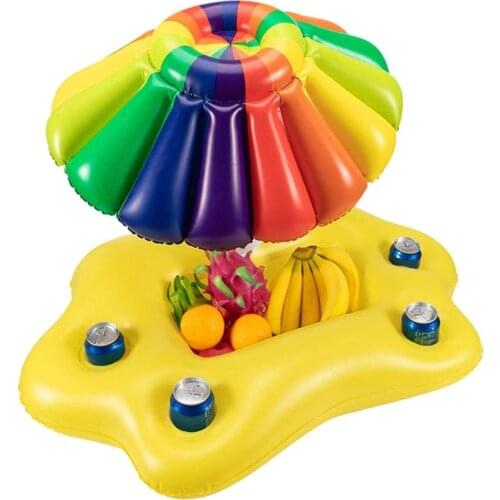 Inflatable Pool Float Beer Table Drinking Cooler Table Bar Tray Beach Water Swimming Ring Summer Pool Party Bucket Cup Holder