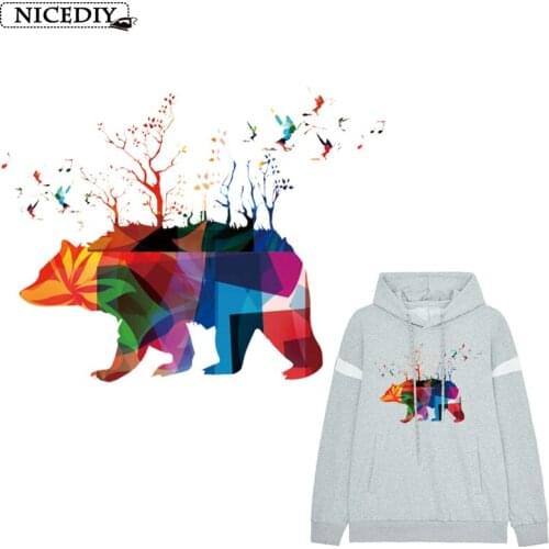 Nicediy DIY Bea Tree Bird Stickers Iron On Transfers Butterfly Heat Transfer Vinyl PVC Patches On Clothes Shirt Thermal Ironing