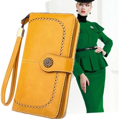 2020 New Retro Long Purse Ladies Wallet Women Luxury Brand Hasp Fashion Zipper Leather Female Card Holder High Capacity Designer