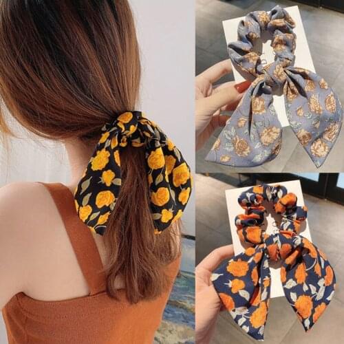 2021 New Vintage big flower pearl hair ring streamer headband All-match hair rope hair accessories 5# Colors