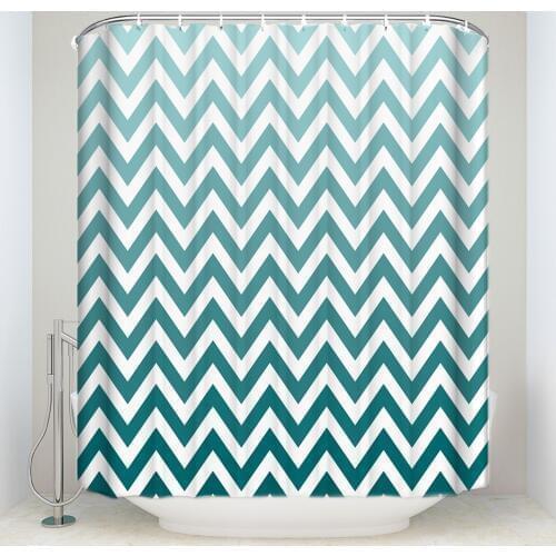 New Arrival Waterproof Stripe Shower Curtain with Hooks Polyester Fabric Green White Bathroom Curtains for Home Decorations