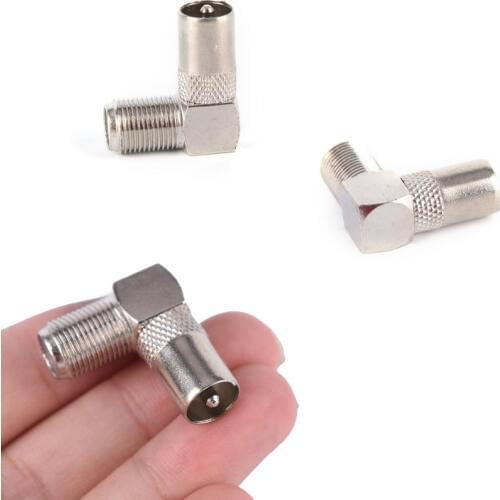 One Or 2pcs Aluminium Alloy 90 Degree Right Angled TV Aerial Antenna Plug Connector Adapter Plug To Socket Coax Cable RF Coaxial