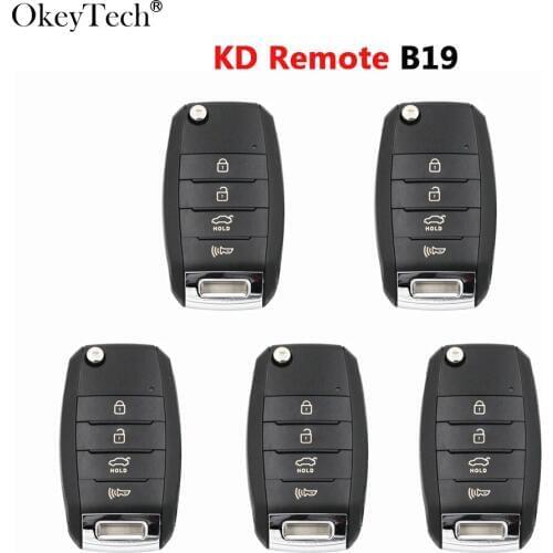 Okeytech 5PCS/LOT for URG200/KD900/KD200 Key Programmer Machine 4 Buttons B Series B19 KD Remote Control Auto Car Key B19-4