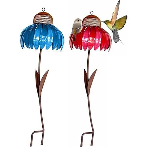 Bird Feeder Window Garden Metal Flower Stakes Bird Feeder Outdoor Garden Yard Lawn Decoration Coneflower Wild Bird Feeder