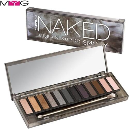 European and American style smoky makeup eyeshadow palette 12 colors black and gray flame grapefruit pearly matte palette