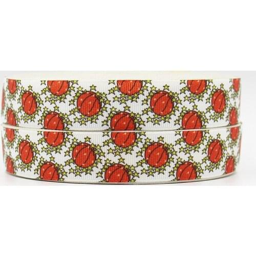 Q&N ribbon 7/8inch 22mm 161112023 basketball printed grosgrain ribbon webbing 50yards/roll for headband free shipping