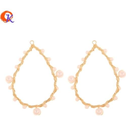 Cordial Design 10Pcs 46*61MM Jewelry Accessories/Hand Made/Imitation Pearl/DIY Making/Genuine Gold Plating/Earring Findings