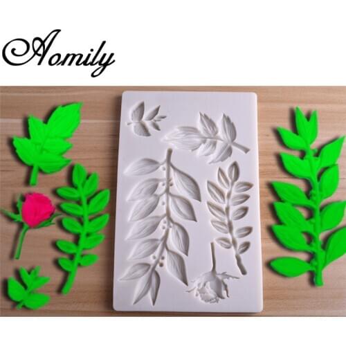Aomily Silicone Leaf Rose Cake Mold Cake Decorating Moulds Cookie Chocolate Candy Pudding Muffin Molds Mold DIY Baking Supplies