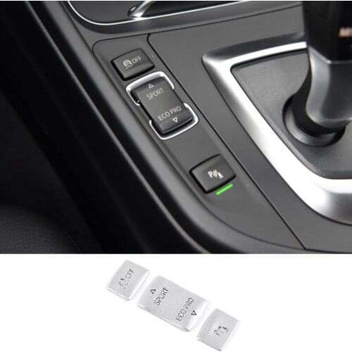 Alloy Car Styling for BMW 2 3 4 Series 3 Series GT 2013-2020 Driving Mode Button Sticker Silver Car Interior Accessories 3 pcs