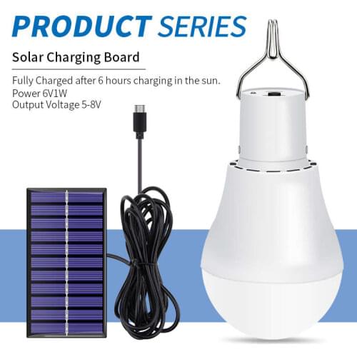 LED Solar Bulb 5V Solar Pendant Lamp 15W Portable Light Camping Emergency Lighting Outdoor Moving Hanging Bombilla Patio Light