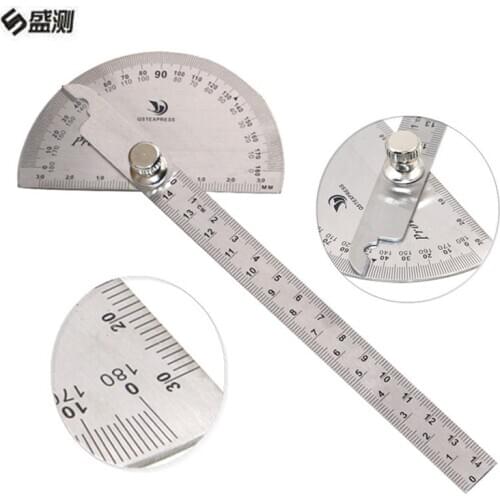 0-180 Degree/145 mm Stainless Steel Protractor Measuring Tool Angle Finder Round Head Rotary Gauge Scale For Woodworking D1011
