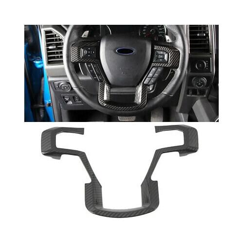 Real Carbon Fiber Inner Steering Wheel Button Cover For Ford F150 F-150 15-19