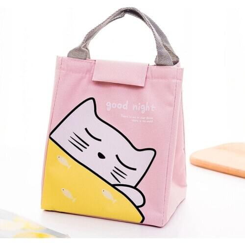 Waterproof Oxford Kawaii Lunch Bag For Kids Women Large Portable Heat Preservation Picnic Lunch Box Cute Aluminum Food Bag