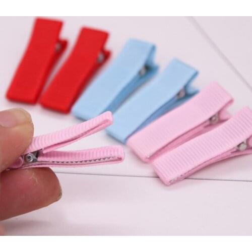 Bulk 200pc/lot 3.5cm Double Prong Ribbon Lined Alligator Hair Clip For Girl Hairpins 1.5" Bobby Pin DIY Girls Hair Accessories