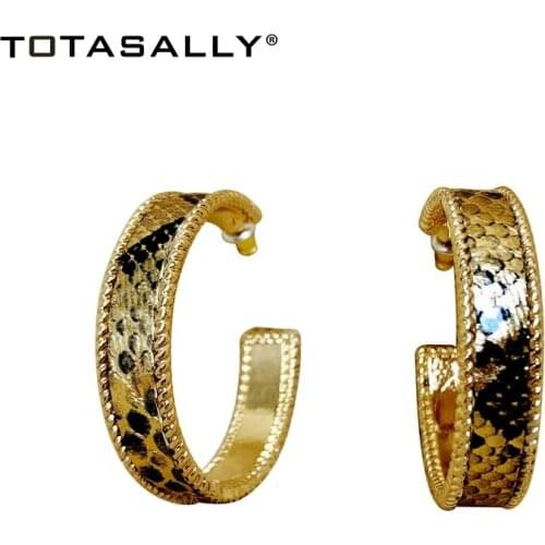 TOTASALLT Round Earrings for Women Vintage Leopard Leather Face C Shape Hoop Earrings Lady Ear Hoops Christmas Gifts Dropship