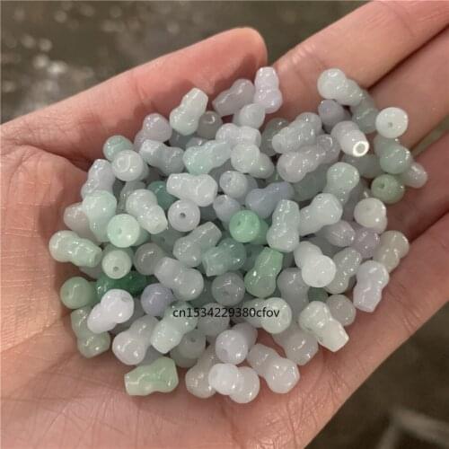10pc Natural A Green Jade Gourd Beads DIY Bracelet Bangle Charm Jadeite Jewellery Fashion Accessories Amulet Gifts for Women Men