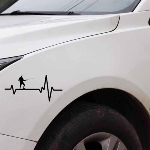 15.8CM*7.4CM Fencing Mask Foil Jacket Heartbeat Decal Vinyl Black/Silver Car Sticker C22-1237
