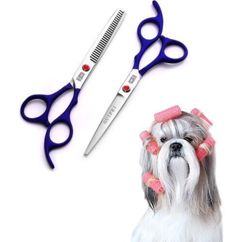 2Pcs/set 6inch Pet Dogs Gromming Scissors Up Down Curved Shears Sharp Edge Animals Cat Hair Cutting Barber Cutting Tools Kit