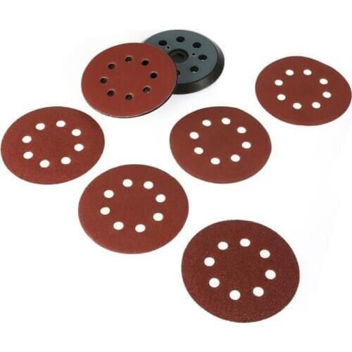 2Pcs Polishing Sticky Disc + 30Pcs 125mm Sandpaper Round Shape Sanding Discs Sandpaper 8 Hole Sander Polishing Pad Sanding Paper