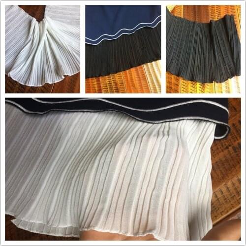 5Meters Black Off White Chiffon Ruffle Lace Trim DIY Garment Skirt Hem Collar Accessories Pressure Plait Pleated Chiffon Fabric