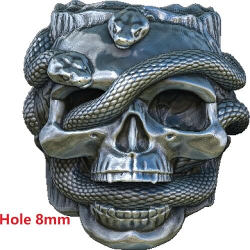8mm Antique Silver Skull with Snakes Beads