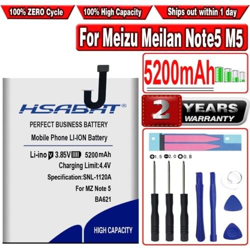 HSABAT BA621 5200mAh Battery for Meizu Meilan Note5 M5 Note 5