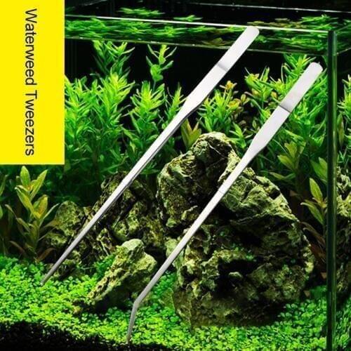 Aquarium Accessories Curved Aquarium Tweezers Aquarium Plant Shrimp Reef Tweezer Fish Tank Cleaner Stainless Steel