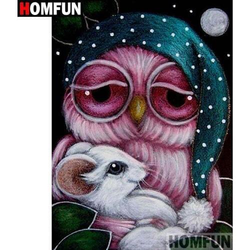 HOMFUN 5D DIY Diamond Painting Full Square/Round Drill "Cartoon owl" 3D Embroidery Cross Stitch gift Home Decor A01539