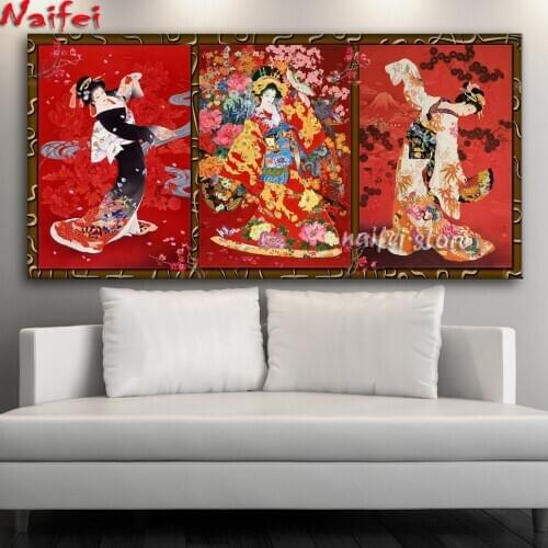 Diamond Painting big size japanese woman Mosaic Full Square/Round Diamond Embroidery Sale portrait Home Decor Handmade Gift