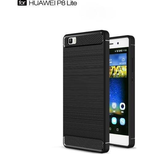 Kolpler TPU bumper case for huawei p8 lite case Silicone Carbon Fiber Texture back cover for huawei p8 lite phone bag case shell