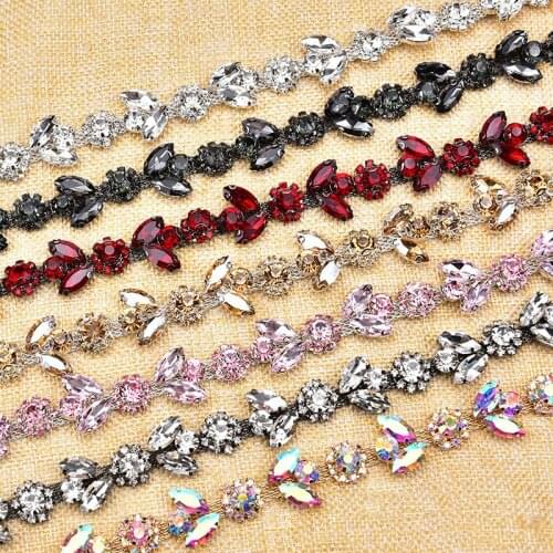 1 Yard Shiny Rhinestone Chain Crystal Colorful Fancy Sewing Decoration DIY Women Bracelet Clothing Shoes Bag Headdress Accessory