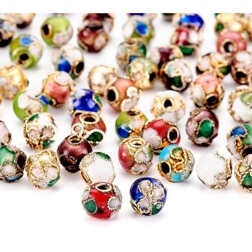 200pcs Handmade Cloisonne Beads Round Mixed Color For Bracelet Necklace Earring Making DIY Jewelry Beads