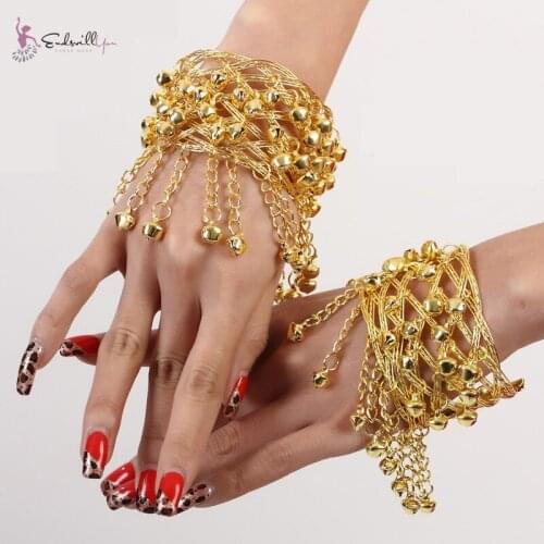 New arrivals belly dance performance metal arm chain Indian dance bell wrist band bracelet Accessories Arm ornament