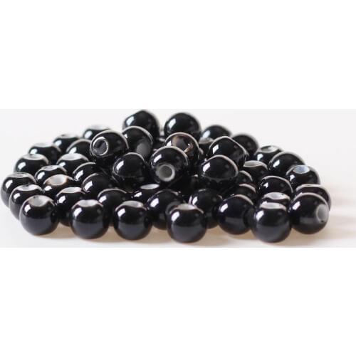 Missxiang Diy 50pcs Large Hole Black Ceramic Loose Beads Hand-woven Bracelet Beaded Loose Beads for Making Jewelry Accessories