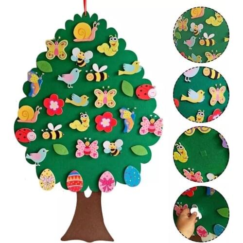 DIY Felt Tree Pendant Cartoon Wall Hanging Easter Kids Brithday Gift DIY Insect Animal Pendant Educational Toy Xmas for Children