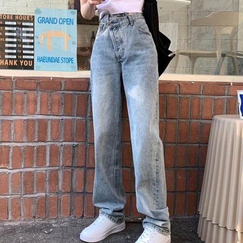 New High Waist Irregular Denim Female Wide Leg Jeans For Women Straight Pants Mom Jeans Loose Streetwear Jeans Feamle Spring