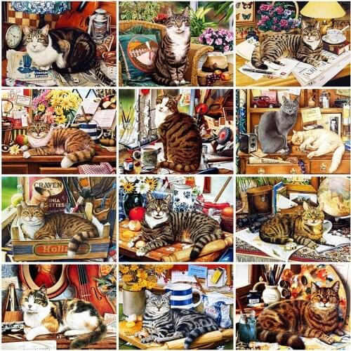 Evershine Diamond Painting Cat Diamond Embroidery Animal Mosaic Sale Full Square Round Rhinestone Cartoon Childrens Room Decor