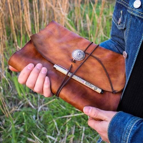 Junetree Genuine Leather Handmade A6 A5 B5 Vintage Retro Travel Journal Diary Notebook Notepad Birthday Valentines Day Gift